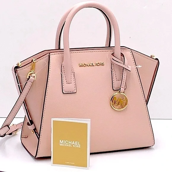 Michael Kors Avril Small Leather Top-Zip Satchel Powder Blush color - Picture 1 of 16